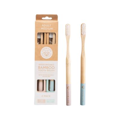 Luvin' Life Biodegradable Bamboo Toothbrush Adult Medium (2 Colour Pack) Pink Lake & Summer Sky x 2 Pack
